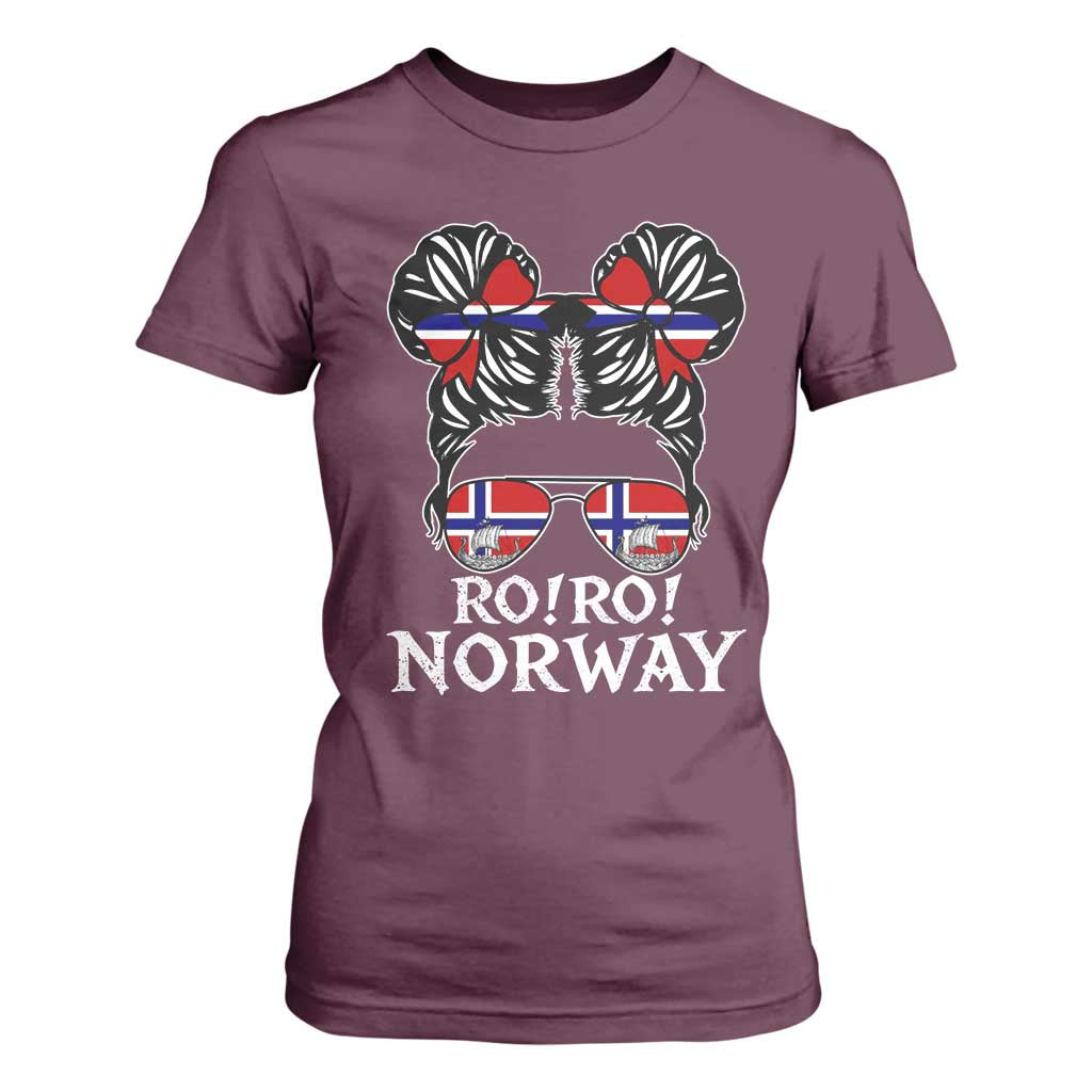Ro Ro Norwegian Viking Ship Messy Bun Girl T Shirt For Women TS14 Maroon Print Your Wear