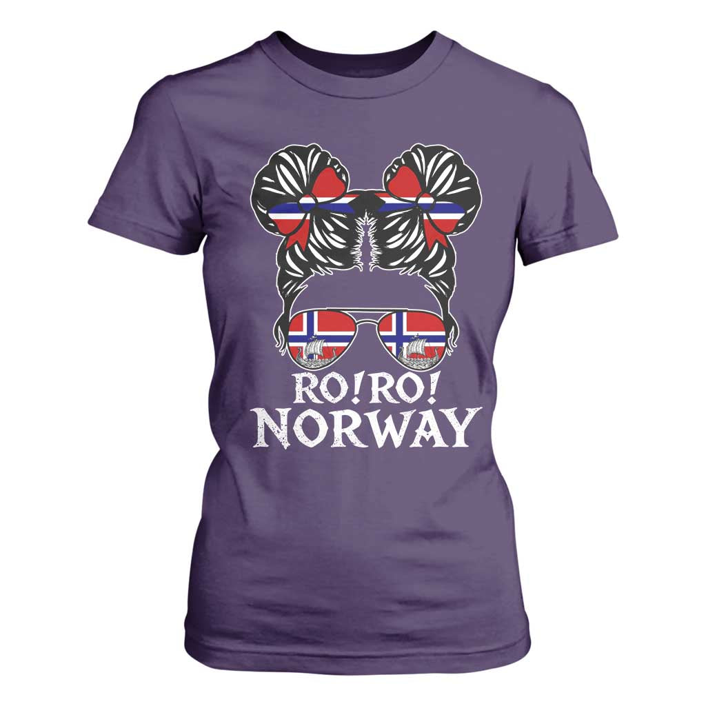 Ro Ro Norwegian Viking Ship Messy Bun Girl T Shirt For Women TS14 Purple Print Your Wear