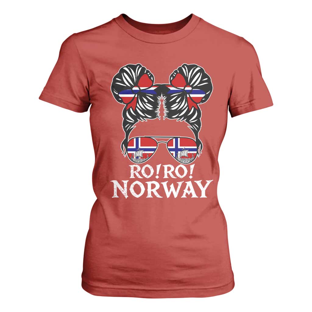 Ro Ro Norwegian Viking Ship Messy Bun Girl T Shirt For Women TS14 Red Print Your Wear