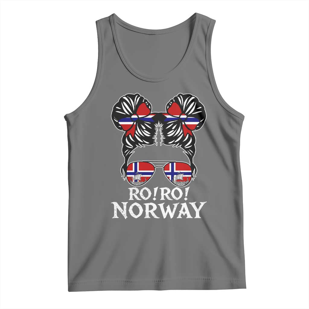 Ro Ro Norwegian Viking Ship Messy Bun Girl Tank Top TS14 Black Heather Print Your Wear