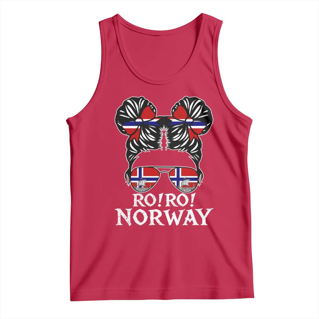 Ro Ro Norwegian Viking Ship Messy Bun Girl Tank Top TS14 Red Print Your Wear