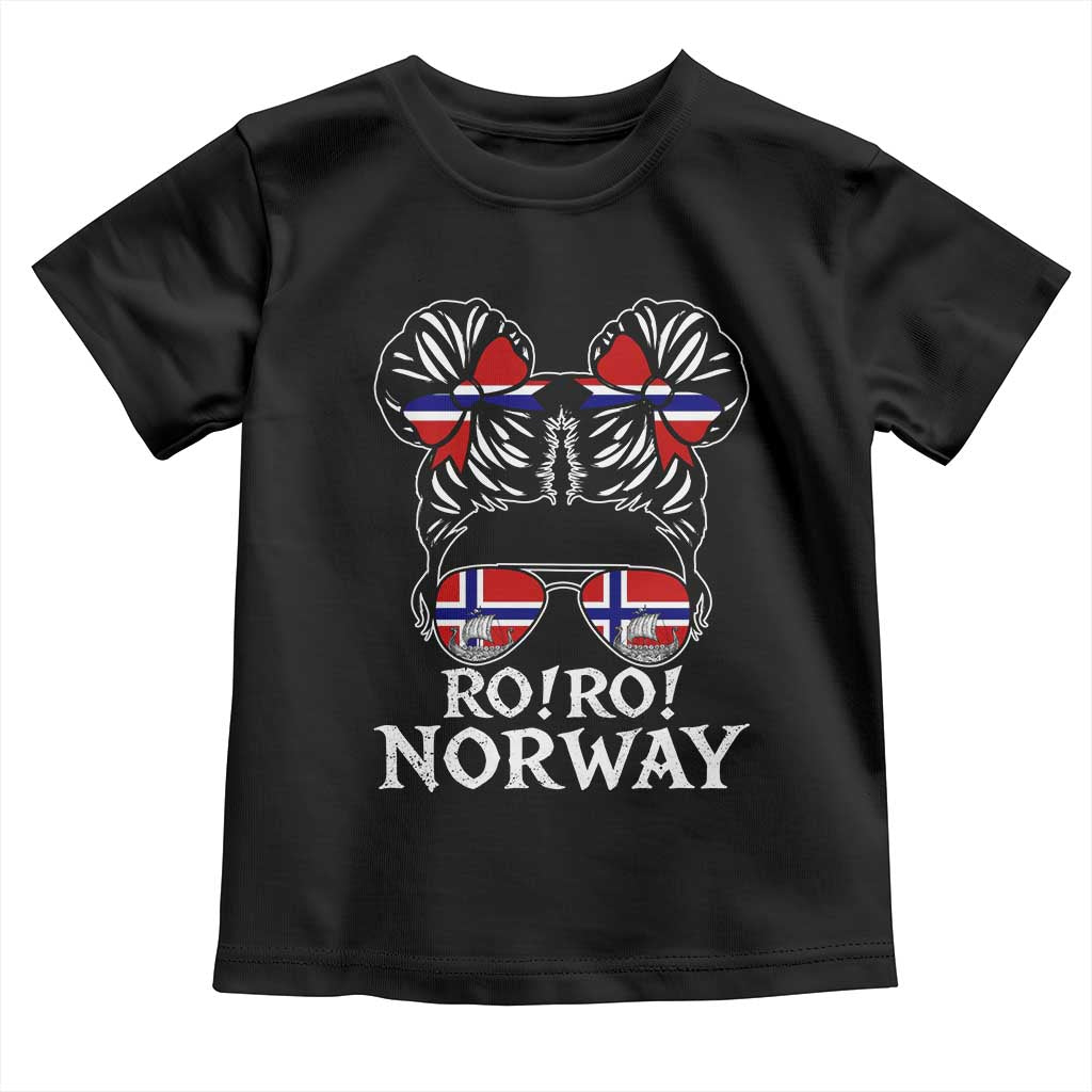 Ro Ro Norwegian Viking Ship Messy Bun Girl Toddler T Shirt TS14 Black Print Your Wear
