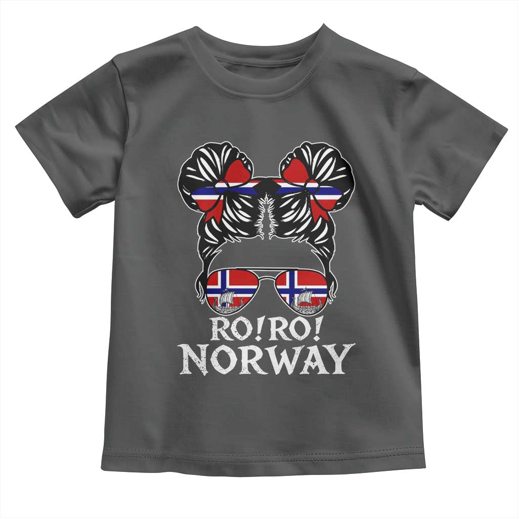 Ro Ro Norwegian Viking Ship Messy Bun Girl Toddler T Shirt TS14 Dark Heather Print Your Wear