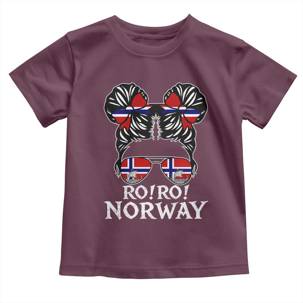 Ro Ro Norwegian Viking Ship Messy Bun Girl Toddler T Shirt TS14 Maroon Print Your Wear