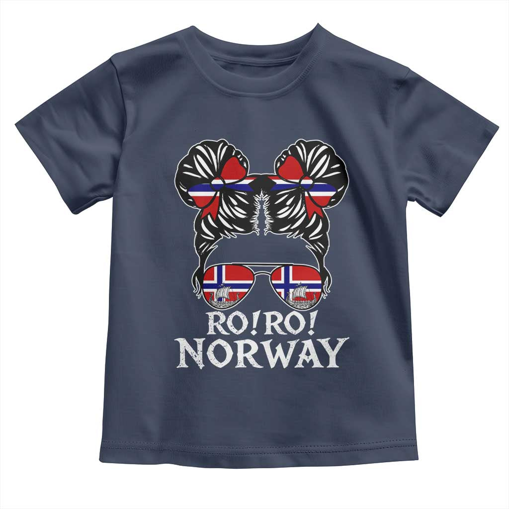 Ro Ro Norwegian Viking Ship Messy Bun Girl Toddler T Shirt TS14 Navy Print Your Wear