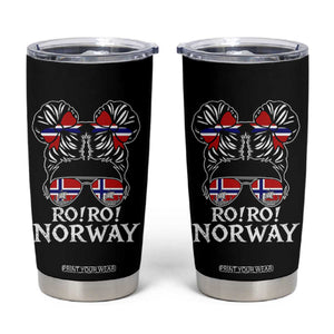 Ro Ro Norwegian Viking Ship Messy Bun Girl Tumbler Cup TS14 Black Print Your Wear