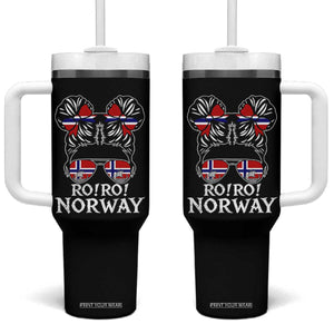 Ro Ro Norwegian Viking Ship Messy Bun Girl Tumbler With Handle TS14 One Size: 40 oz Black Print Your Wear