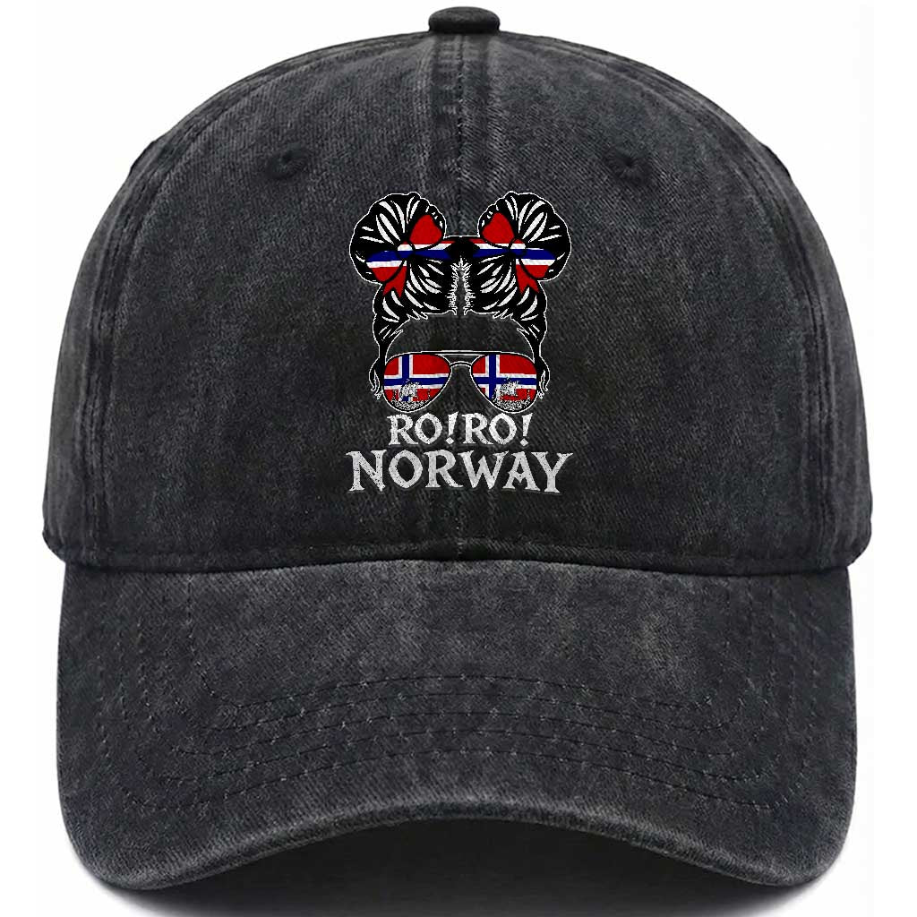 Ro Ro Norwegian Viking Ship Messy Bun Girl Washed Cotton Baseball Cap TS14 Print Your Wear