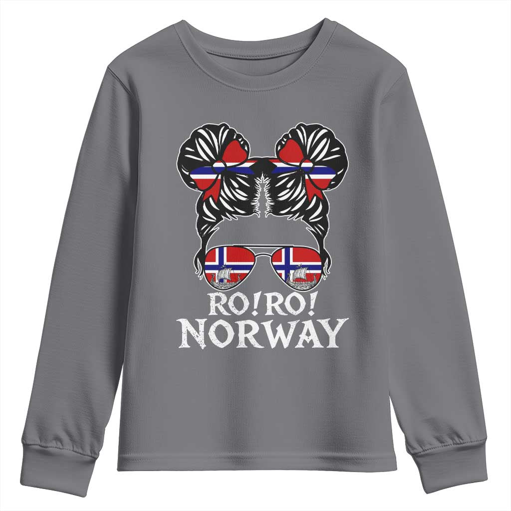 Ro Ro Norwegian Viking Ship Messy Bun Girl Youth Sweatshirt TS14 Charcoal Print Your Wear