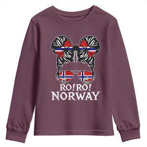 Ro Ro Norwegian Viking Ship Messy Bun Girl Youth Sweatshirt TS14 Maroon Print Your Wear