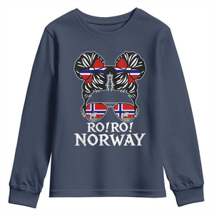 Ro Ro Norwegian Viking Ship Messy Bun Girl Youth Sweatshirt TS14 Navy Print Your Wear
