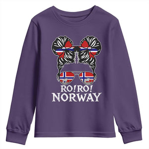 Ro Ro Norwegian Viking Ship Messy Bun Girl Youth Sweatshirt TS14 Purple Print Your Wear