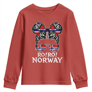 Ro Ro Norwegian Viking Ship Messy Bun Girl Youth Sweatshirt TS14 Red Print Your Wear