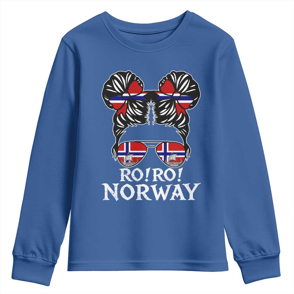 Ro Ro Norwegian Viking Ship Messy Bun Girl Youth Sweatshirt TS14 Royal Blue Print Your Wear