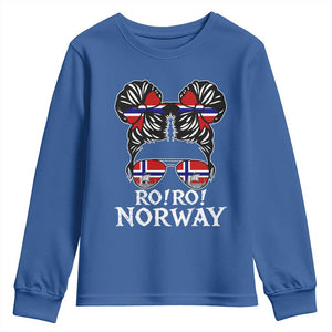 Ro Ro Norwegian Viking Ship Messy Bun Girl Youth Sweatshirt TS14 Royal Blue Print Your Wear
