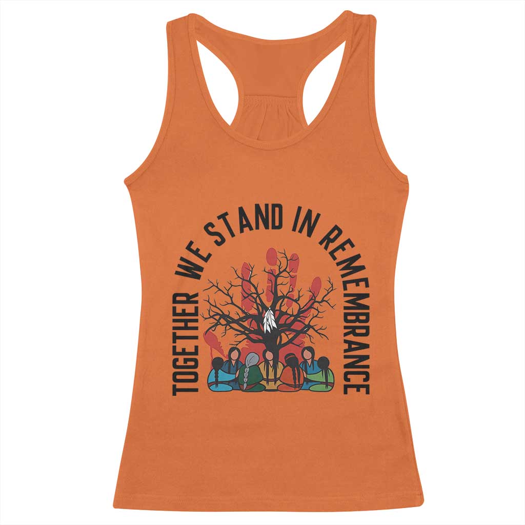 Native American Orange Unity Day Racerback Tank Top Together We Stand In Remembrance - Print Your Wear