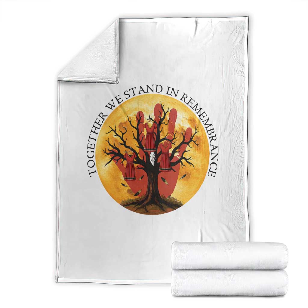 MMIW Red Hand Indigenous Native American Throw Blanket Together We Stand In Remembrance TS14 White Print Your Wear