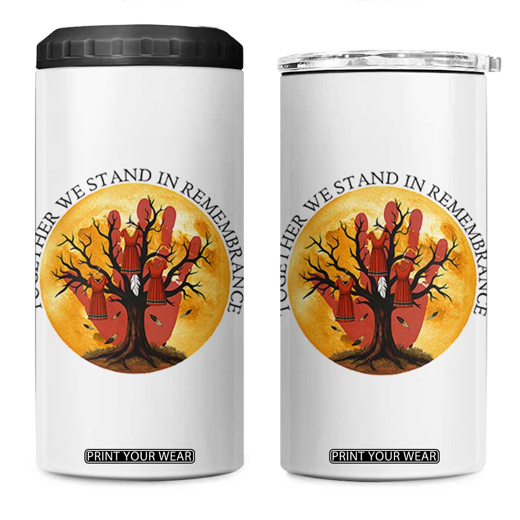 MMIW Red Hand Indigenous Native American 4 in 1 Can Cooler Tumbler Together We Stand In Remembrance TS14 One Size: 16 oz White Print Your Wear