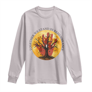 MMIW Red Hand Indigenous Native American Long Sleeve Shirt Together We Stand In Remembrance TS14 Ice Gray Print Your Wear
