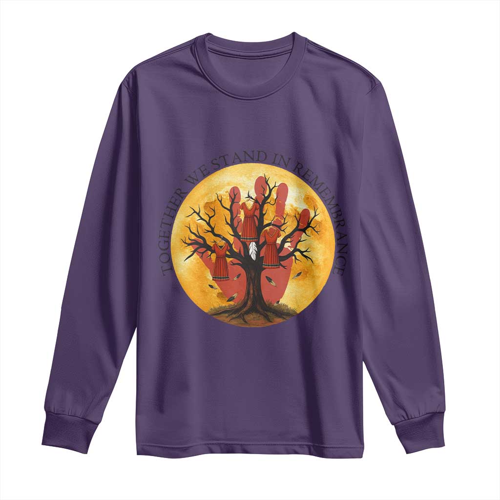 MMIW Red Hand Indigenous Native American Long Sleeve Shirt Together We Stand In Remembrance TS14 Purple Print Your Wear