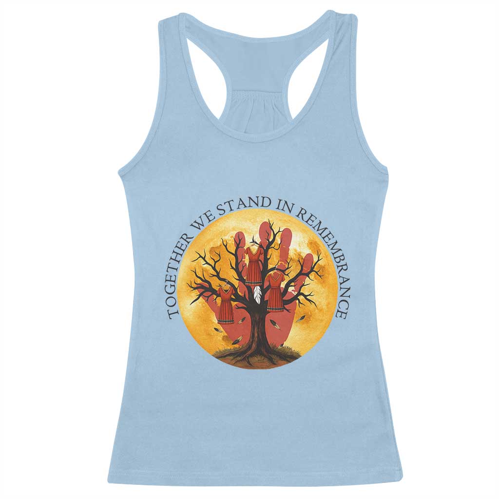 MMIW Red Hand Indigenous Native American Racerback Tank Top Together We Stand In Remembrance TS14 Light Blue Print Your Wear