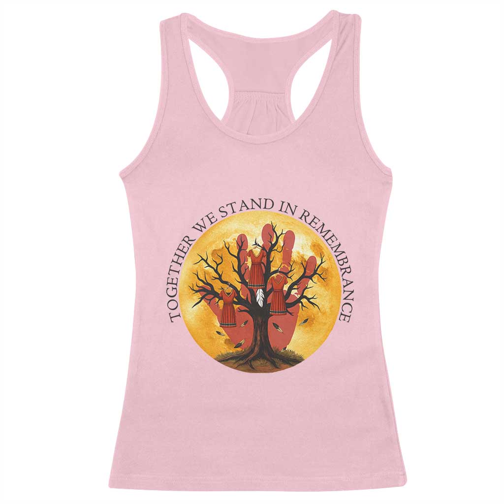 MMIW Red Hand Indigenous Native American Racerback Tank Top Together We Stand In Remembrance TS14 Light Pink Print Your Wear