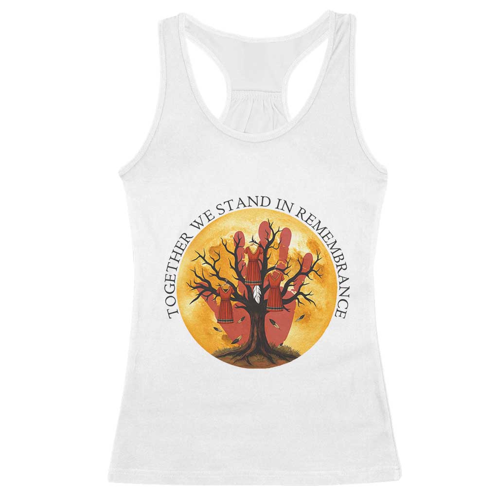 MMIW Red Hand Indigenous Native American Racerback Tank Top Together We Stand In Remembrance TS14 White Print Your Wear