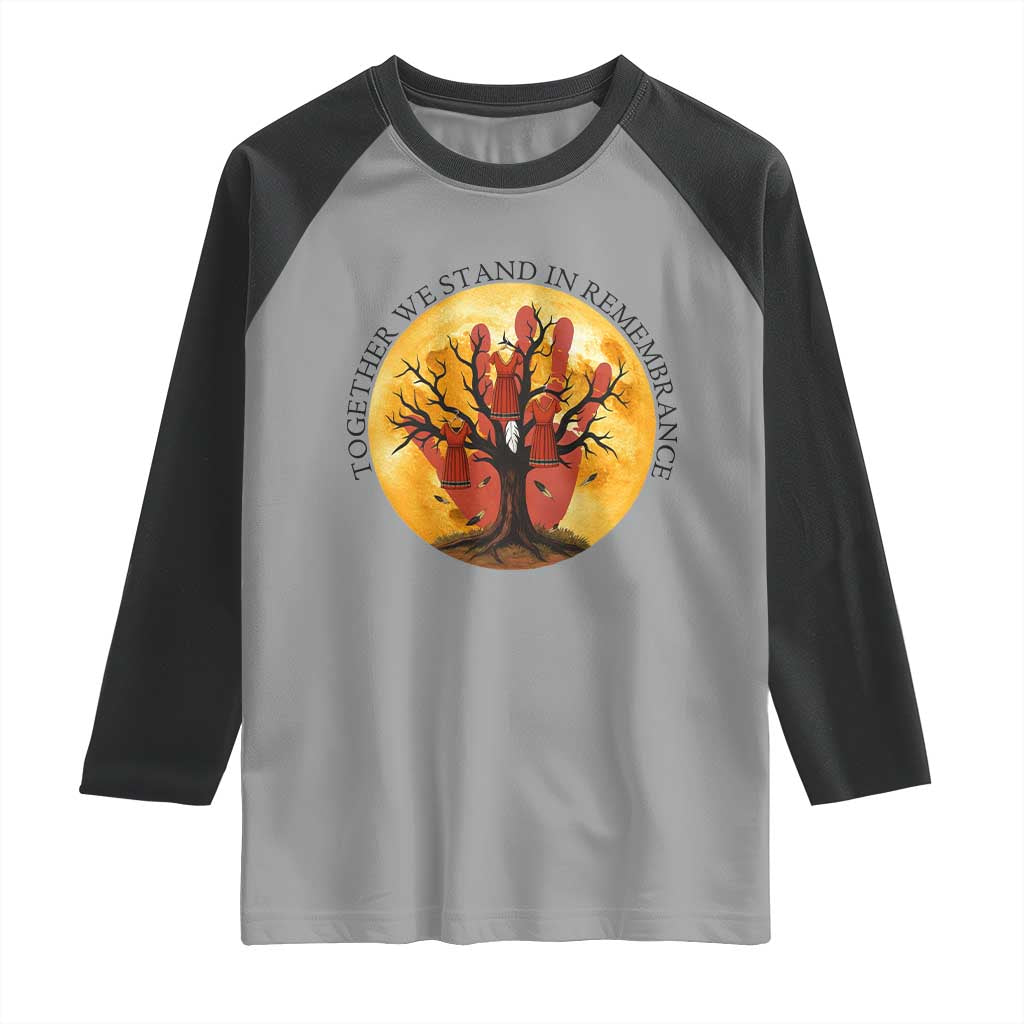 MMIW Red Hand Indigenous Native American Raglan Shirt Together We Stand In Remembrance TS14 Sport Gray Black Print Your Wear