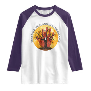 MMIW Red Hand Indigenous Native American Raglan Shirt Together We Stand In Remembrance TS14 White Purple Print Your Wear