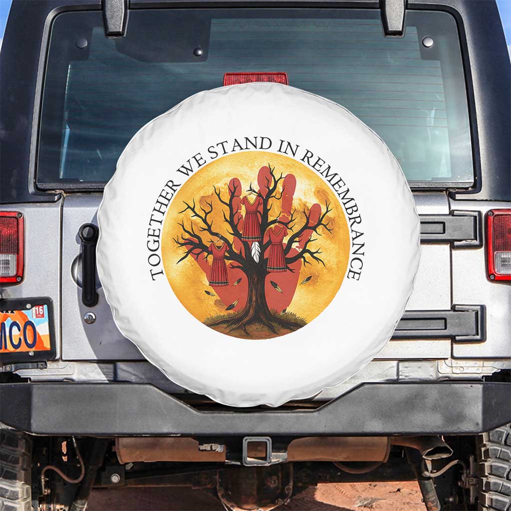MMIW Red Hand Indigenous Native American Spare Tire Cover Together We Stand In Remembrance TS14 No hole White Print Your Wear