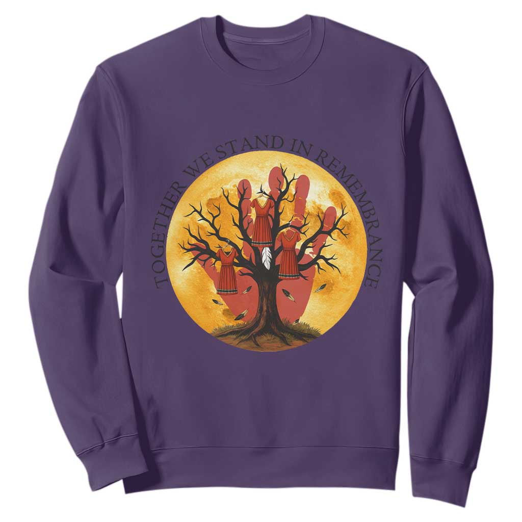 MMIW Red Hand Indigenous Native American Sweatshirt Together We Stand In Remembrance TS14 Purple Print Your Wear