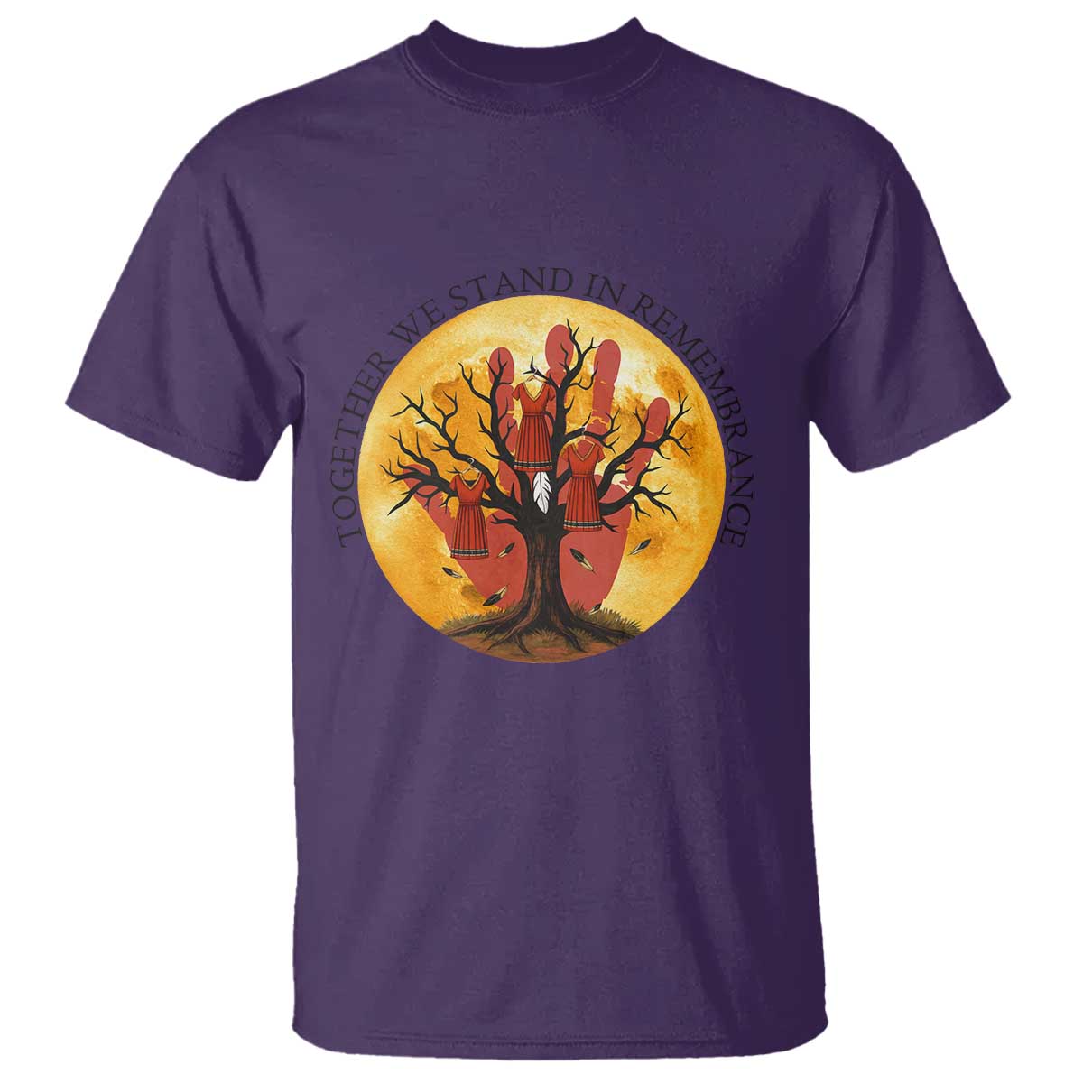 MMIW Red Hand Indigenous Native American T Shirt Together We Stand In Remembrance TS14 Purple Print Your Wear