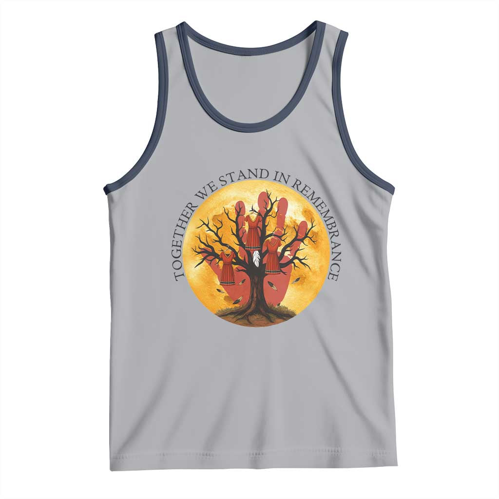 MMIW Red Hand Indigenous Native American Tank Top Together We Stand In Remembrance TS14 Athletic Heather Navy Print Your Wear