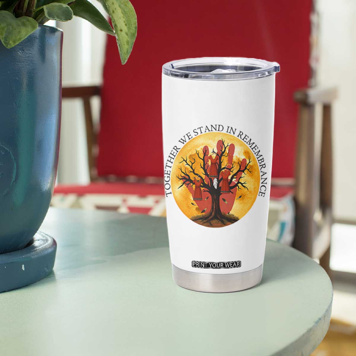 MMIW Red Hand Indigenous Native American Tumbler Cup Together We Stand In Remembrance TS14 Print Your Wear