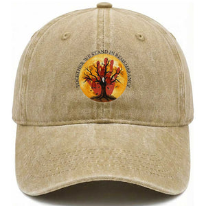 MMIW Red Hand Indigenous Native American Washed Cotton Baseball Cap Together We Stand In Remembrance TS14 Washed Cap Universal Fit Khaki Print Your Wear