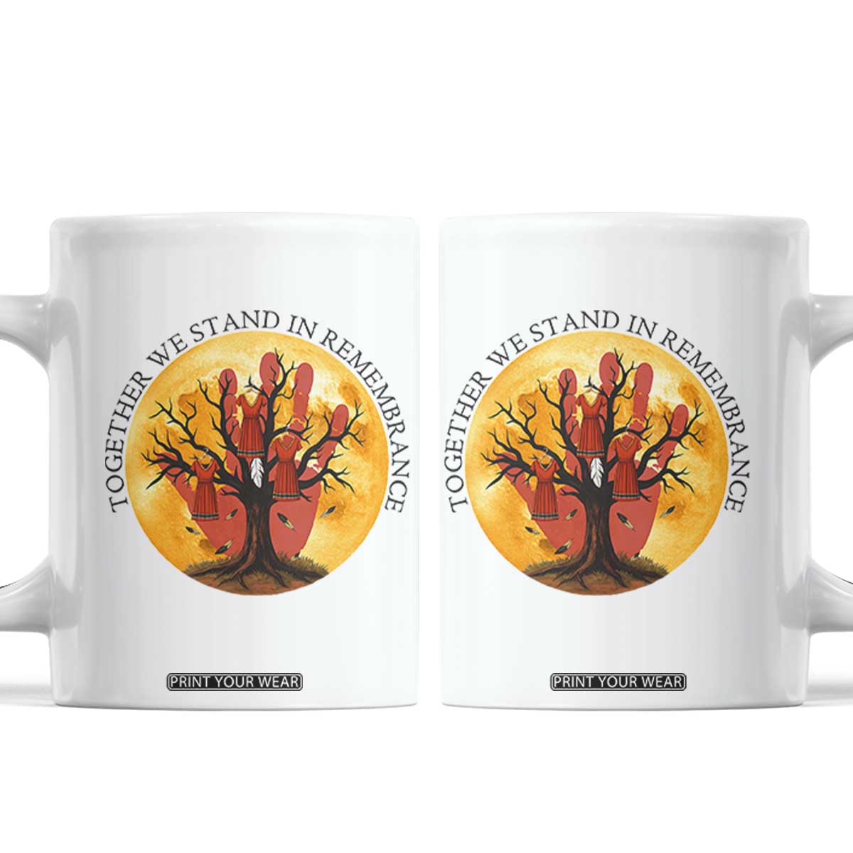 MMIW Red Hand Indigenous Native American Coffee Mug Together We Stand In Remembrance TS14 White Print Your Wear