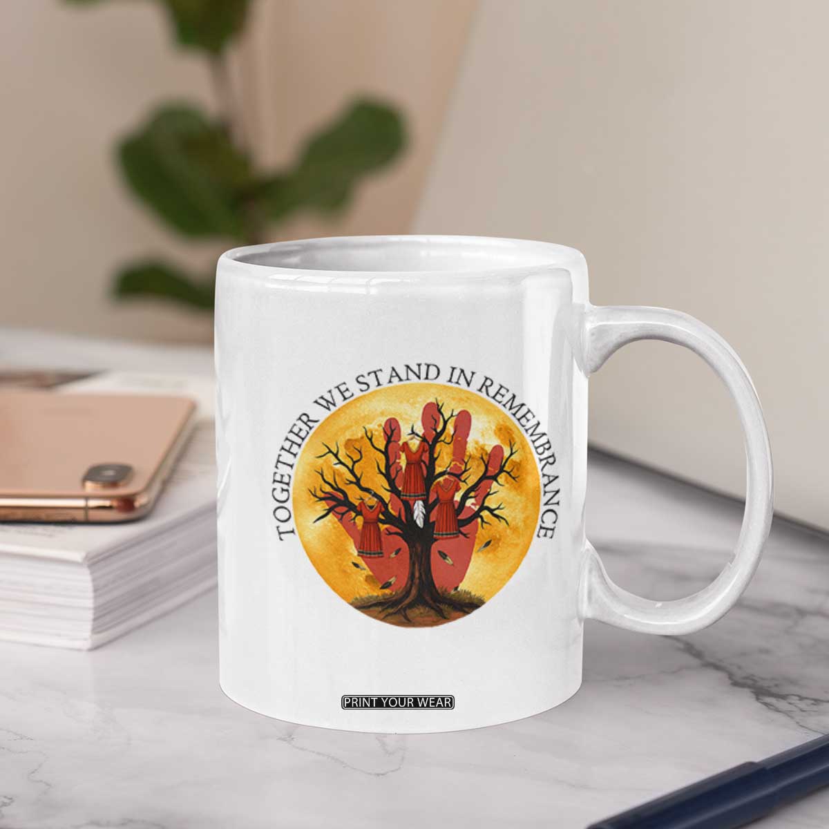 MMIW Red Hand Indigenous Native American Coffee Mug Together We Stand In Remembrance TS14 Print Your Wear
