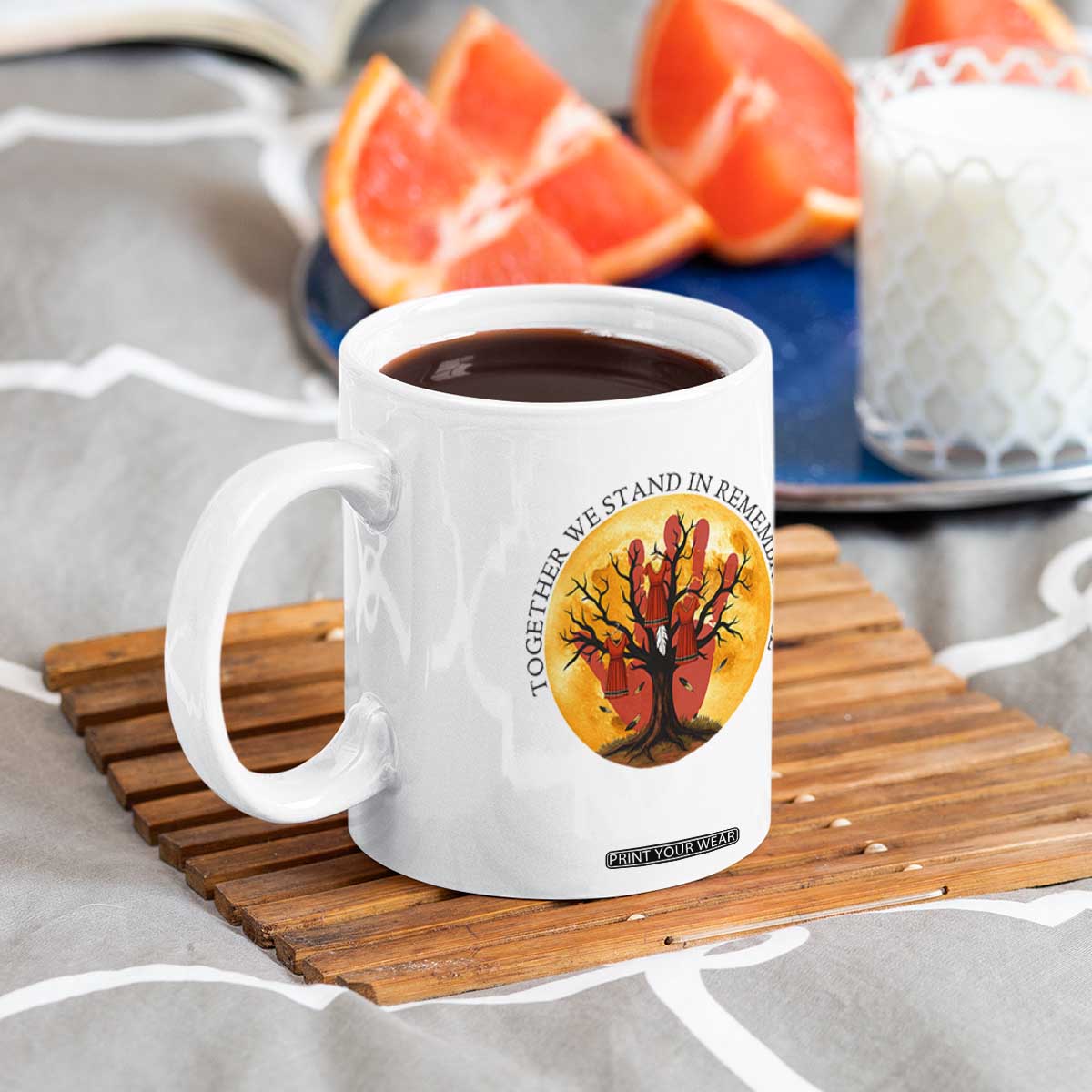 MMIW Red Hand Indigenous Native American Coffee Mug Together We Stand In Remembrance TS14 Print Your Wear