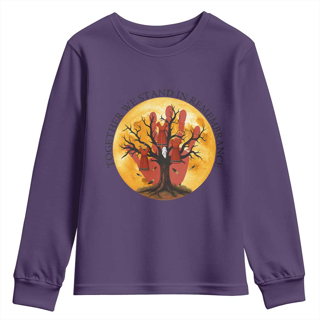 MMIW Red Hand Indigenous Native American Youth Sweatshirt Together We Stand In Remembrance TS14 Purple Print Your Wear