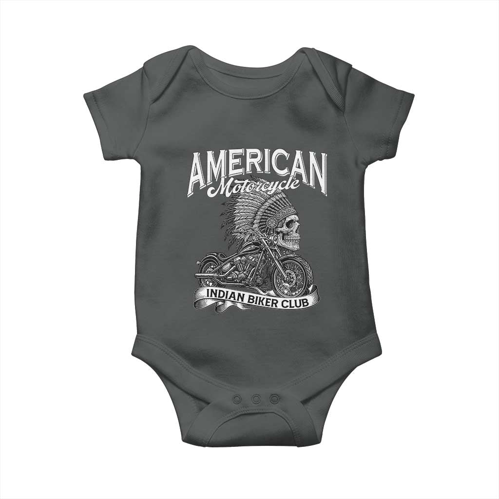 American Mortocycle Indian Native Bikes Club Baby Onesie TS14 Dark Heather Print Your Wear