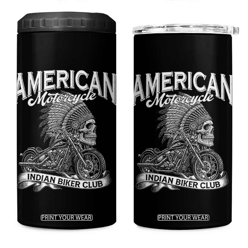 American Mortocycle Indian Native Bikes Club 4 in 1 Can Cooler Tumbler TS14 One Size: 16 oz Black Print Your Wear