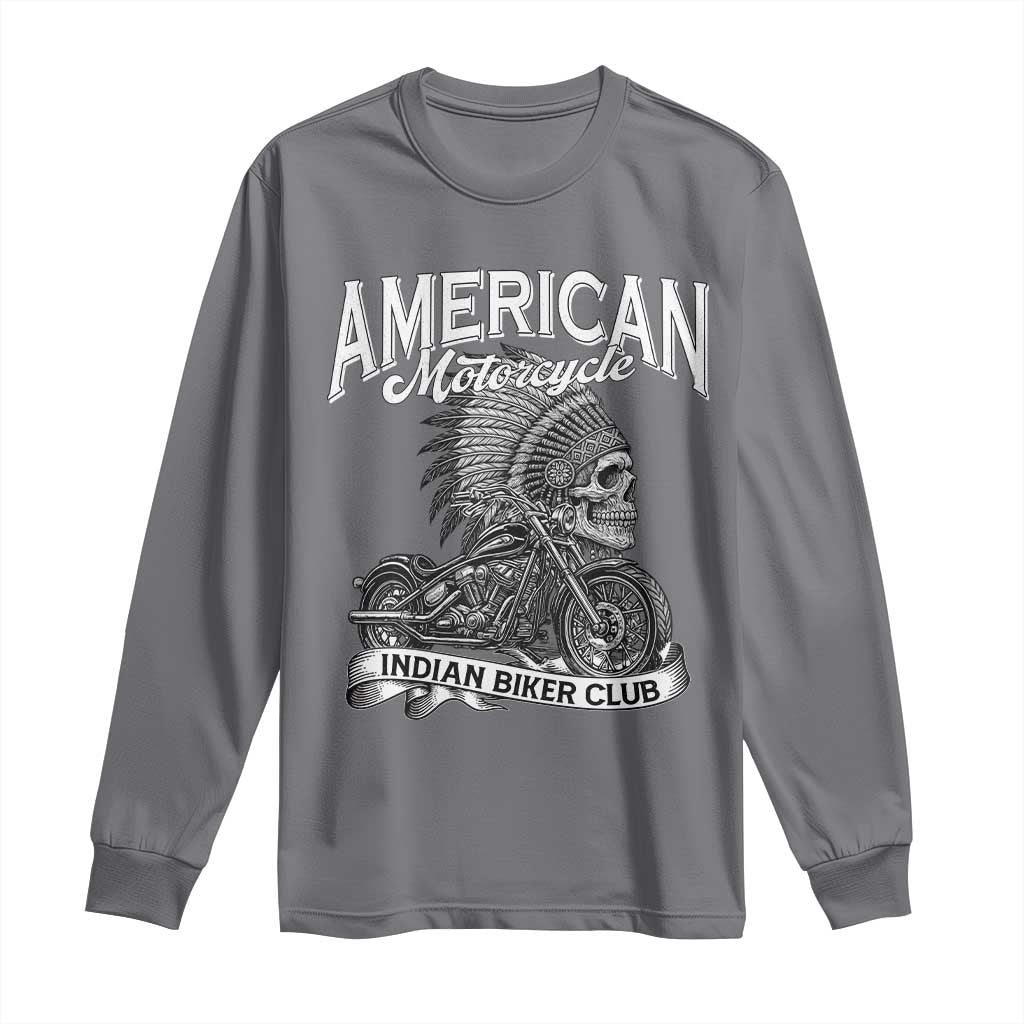 American Mortocycle Indian Native Bikes Club Long Sleeve Shirt TS14 Charcoal Print Your Wear