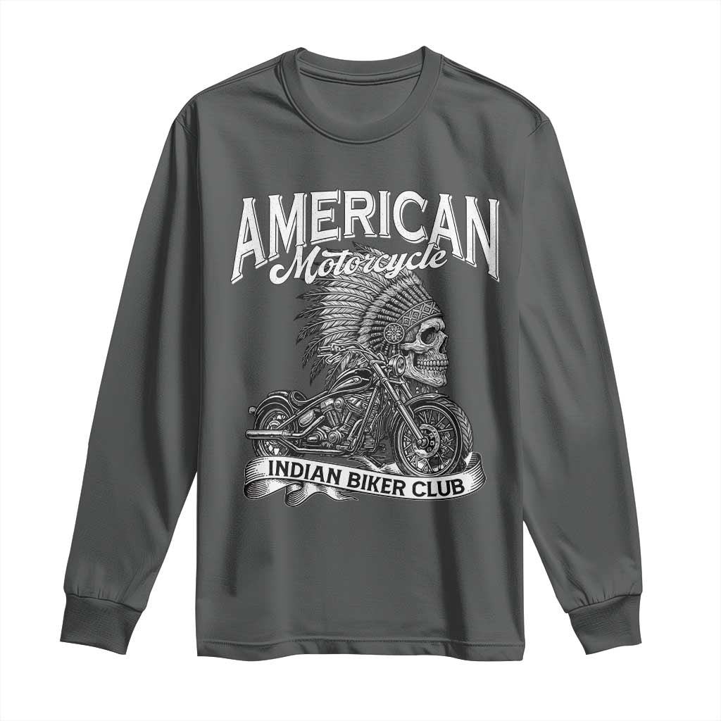 American Mortocycle Indian Native Bikes Club Long Sleeve Shirt TS14 Dark Heather Print Your Wear
