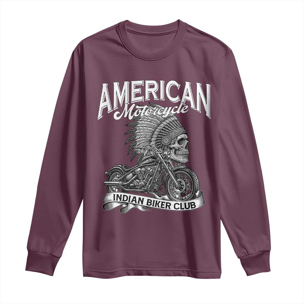 American Mortocycle Indian Native Bikes Club Long Sleeve Shirt TS14 Maroon Print Your Wear