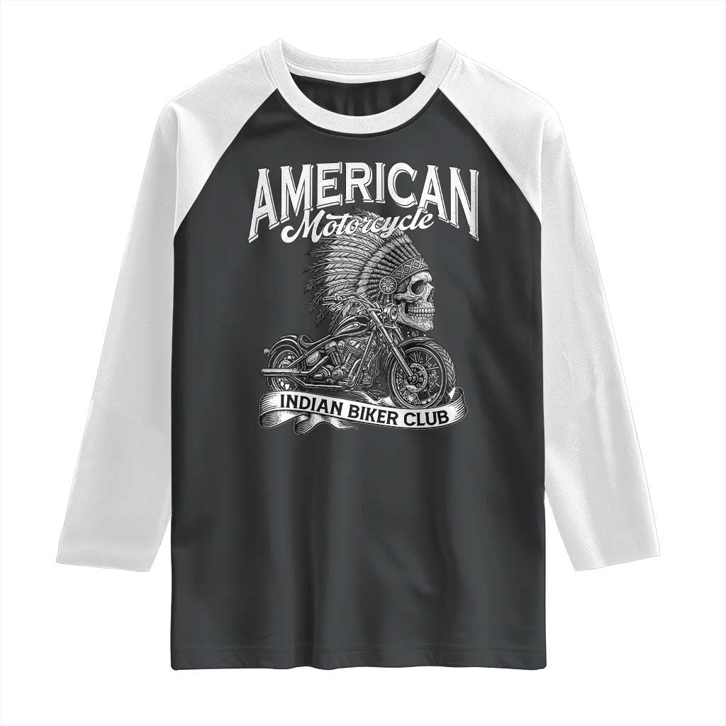 American Mortocycle Indian Native Bikes Club Raglan Shirt TS14 Black White Print Your Wear