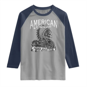 American Mortocycle Indian Native Bikes Club Raglan Shirt TS14 Sport Gray Navy Print Your Wear