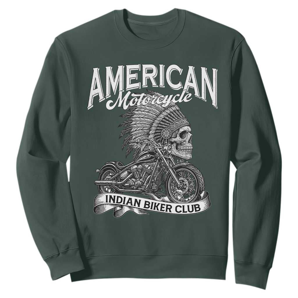 American Mortocycle Indian Native Bikes Club Sweatshirt TS14 Dark Forest Green Print Your Wear