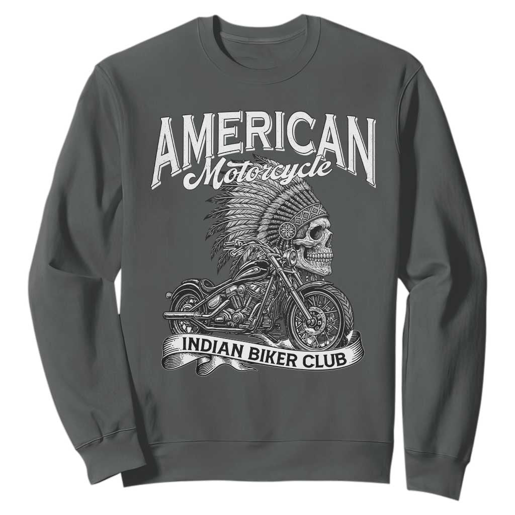 American Mortocycle Indian Native Bikes Club Sweatshirt TS14 Dark Heather Print Your Wear