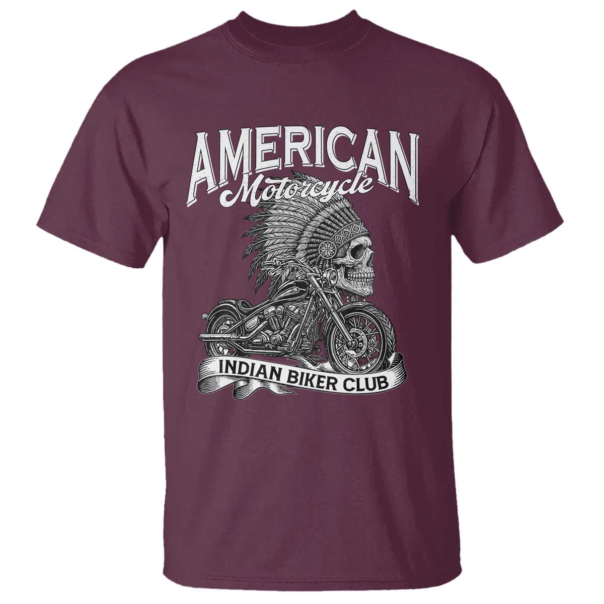 American Mortocycle Indian Native Bikes Club T Shirt TS14 Maroon Print Your Wear