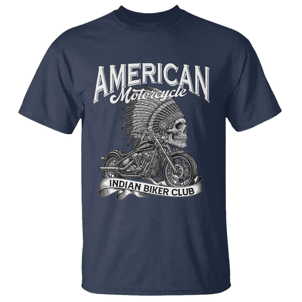 American Mortocycle Indian Native Bikes Club T Shirt TS14 Navy Print Your Wear